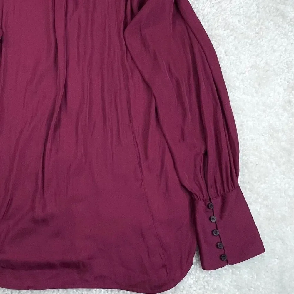 Free People Lala Button Up Long Sleeve Shirt Magenta Red